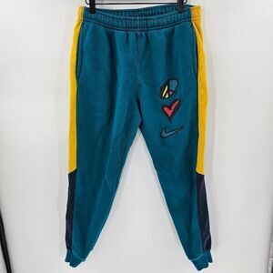 Nike pls jogger sweats pants large peace love basketball teal rare limited taper